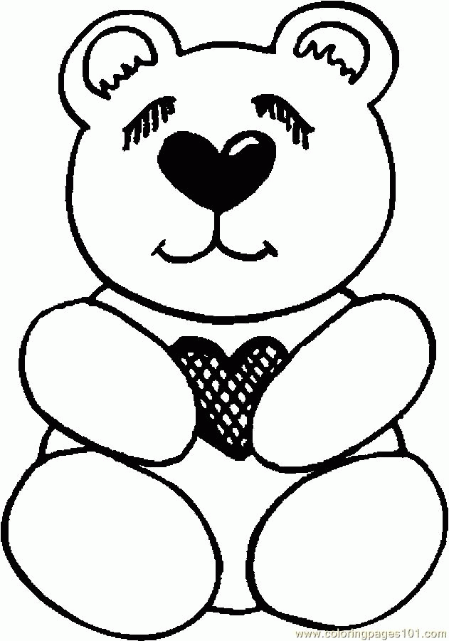 Coloring Pages Bear With Heart 5 (Holidays > Valentine's Day 