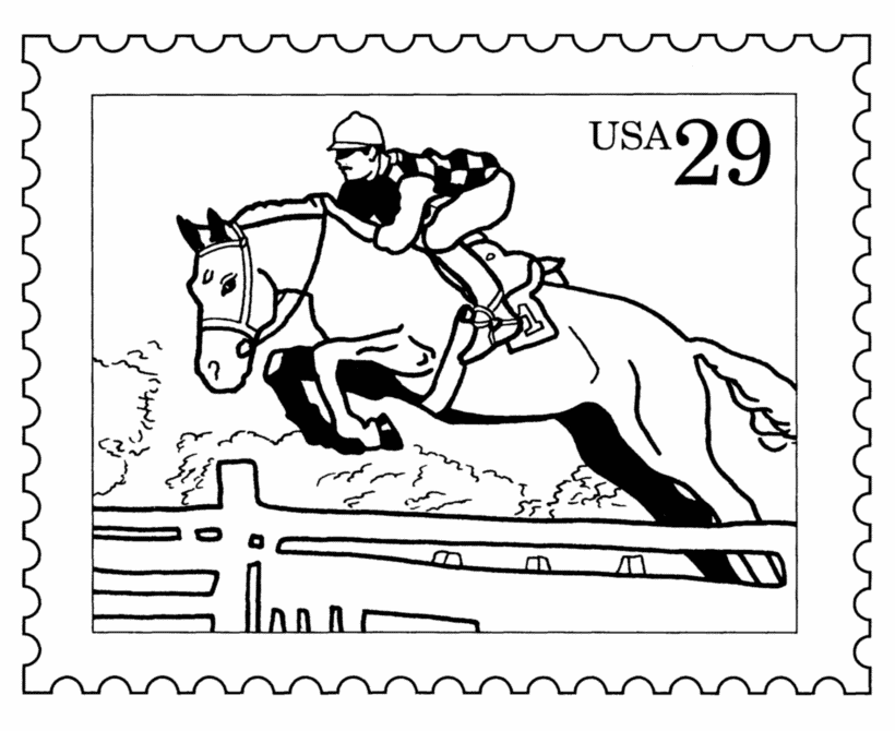 BlueBonkers: USPS Sports Stamp Coloring Pages - Steeplechase 