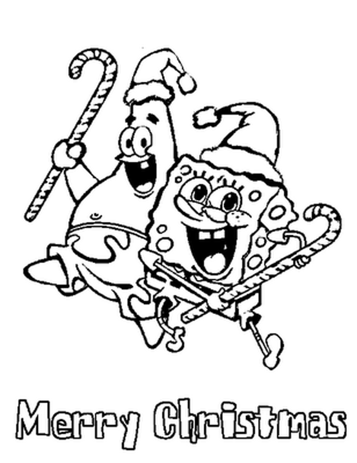 marry christmas coloring pages spongebob