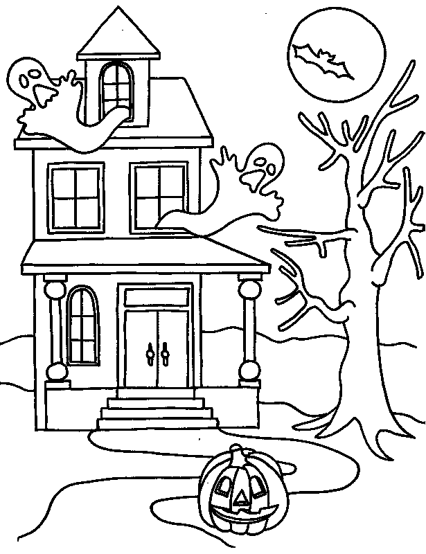 Mini House Halloween Coloring Page: Mini House Halloween Coloring Page