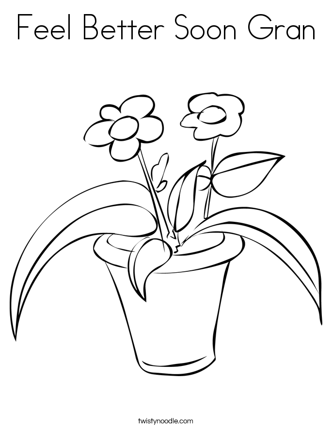 Feel better soon gran - flowers coloring page