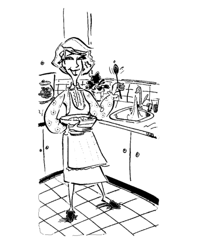 Mother's Day Coloring Pages - Mom is a great cook Coloring Page 