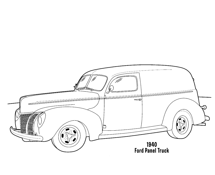 BlueBonkers : Ford Panel Truck Coloring pages - Cars / Automobiles 