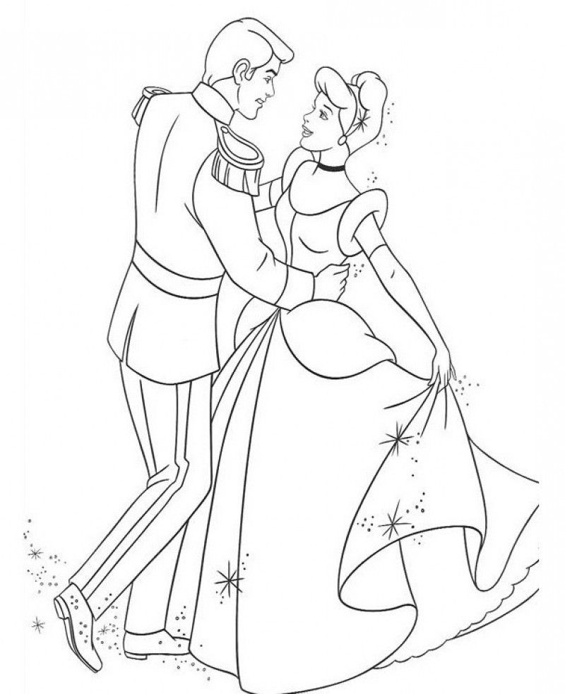 Disney Princess Are Dancing With Her Coloring Page - Kids 