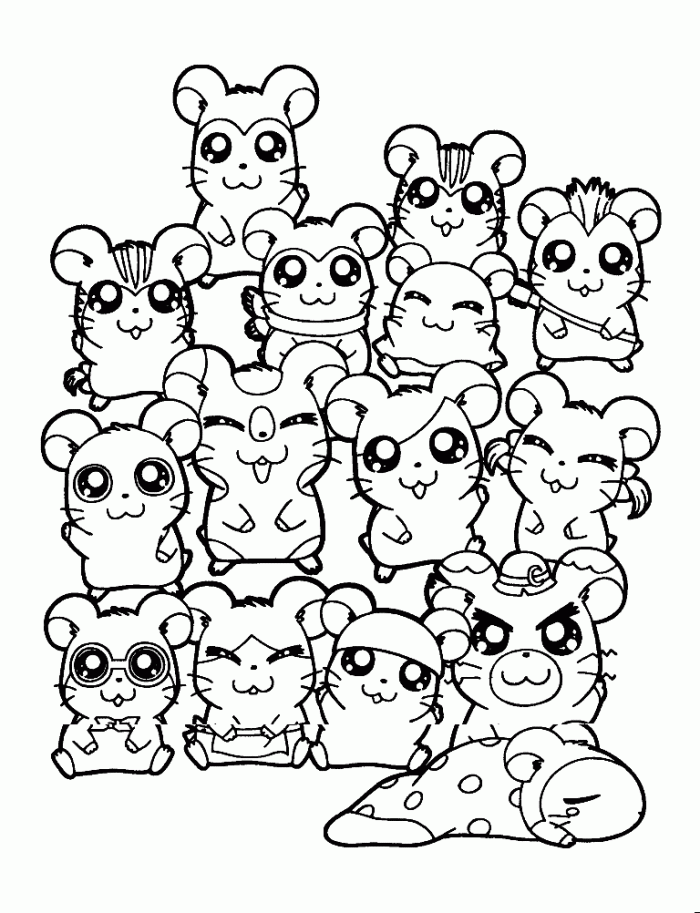 Hamtaro Characters Free Coloring Page | Kids Coloring Page