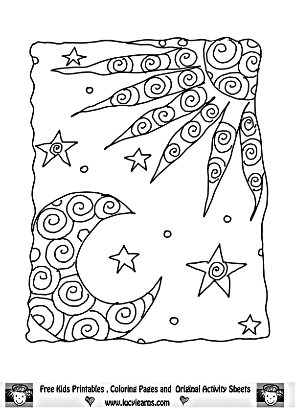 Moon And Star Coloring Pages - Free Printable Coloring Pages 