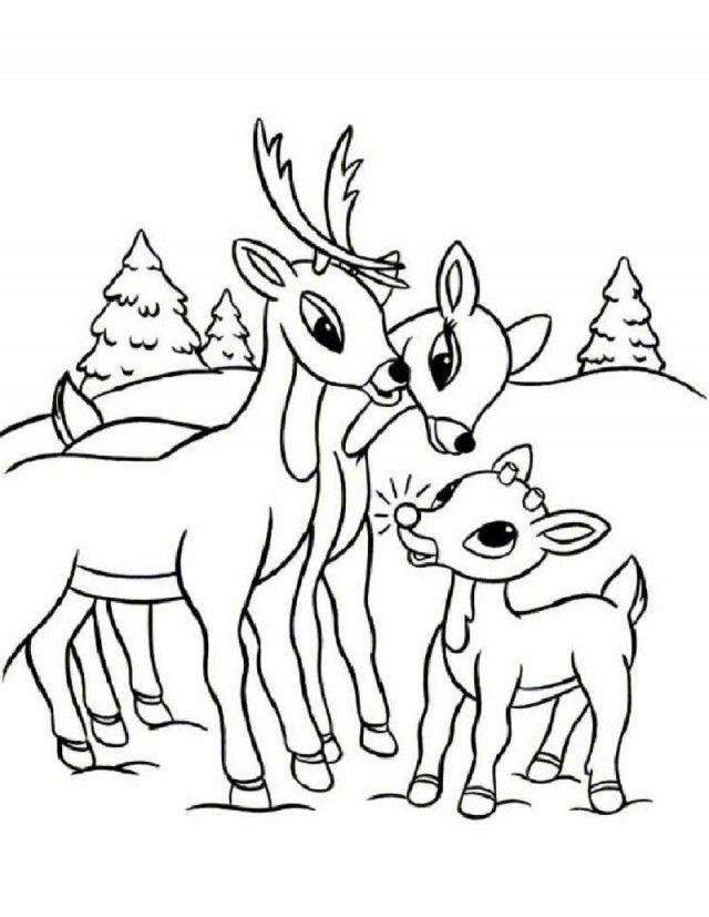 Santa 39 S Reindeer Coloring Pages Rudolph 39 S Family Picture To 