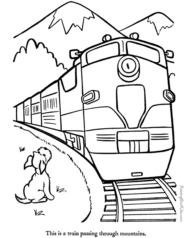 Train and Dog Coloring Pages for Kids | Coloring Pages