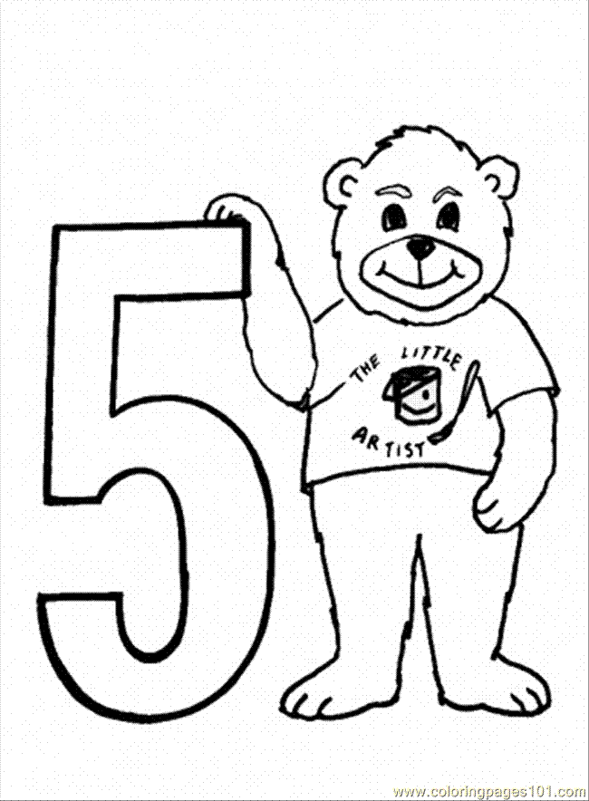 Coloring Pages Number 5 (Education > Numbers) - free printable 