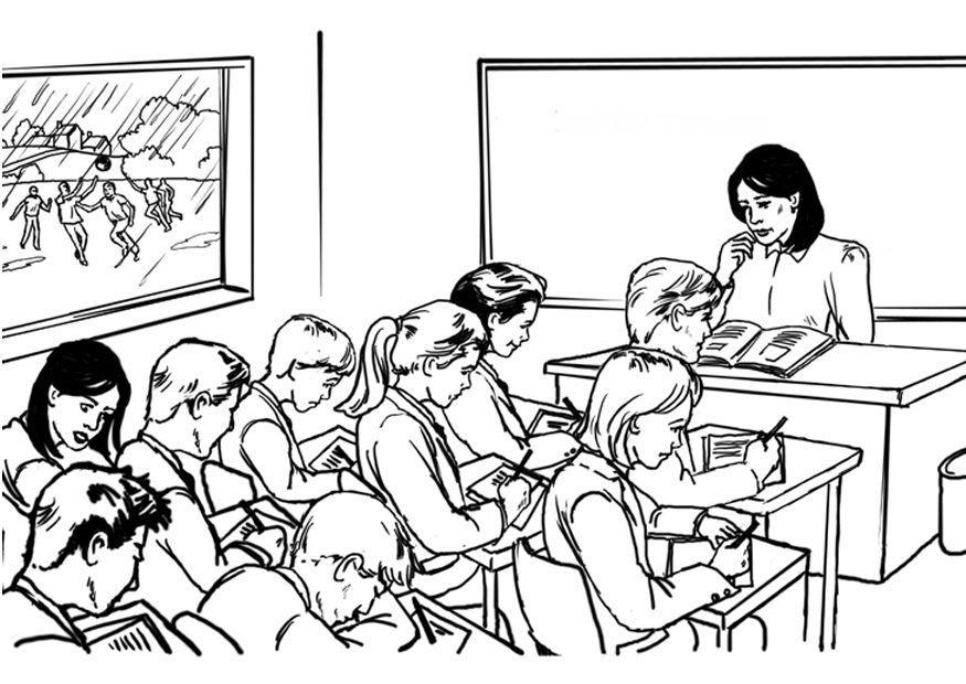 Coloring page teacher in classroom - img 8043.