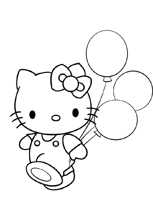 Best Hello Kitty and Balloons Coloring Pages Free Printable 