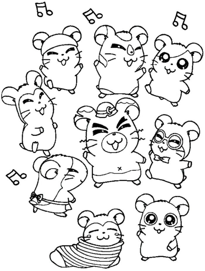 Hamtaro Characters Coloring Page - Cartoon Coloring Pages on 