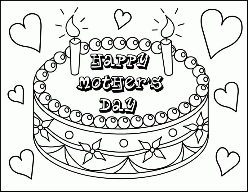 Cartoon Coloring Happy Birthday Mom Coloring Pages Mother's Day 