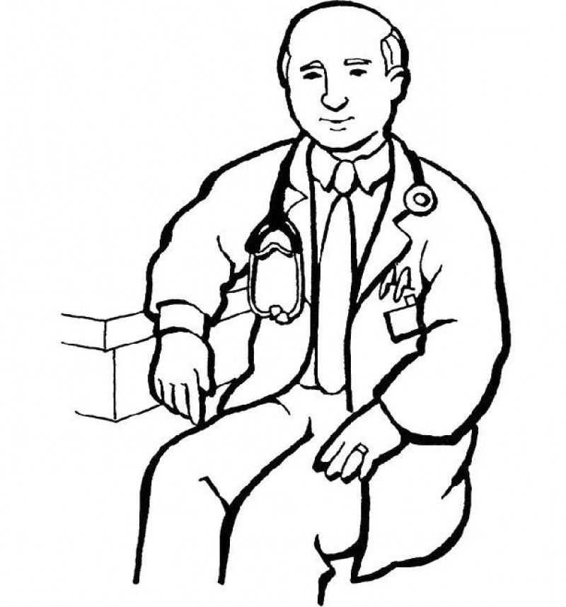 A Friendly Doctor Coloring Page - Kids Colouring Pages