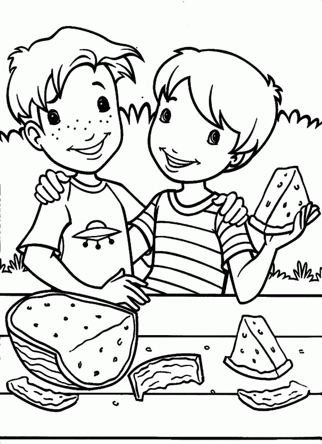 Download The Boys Are Eating Watermelon Holly Hobbie Coloring 