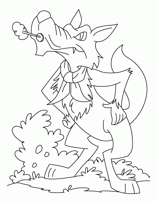 Wolf blowing coloring pages | Download Free Wolf blowing coloring 
