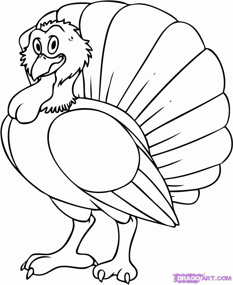How To Draw A Cartoon Turkey, Step By Step, Cartoon Animals - Coloring Home