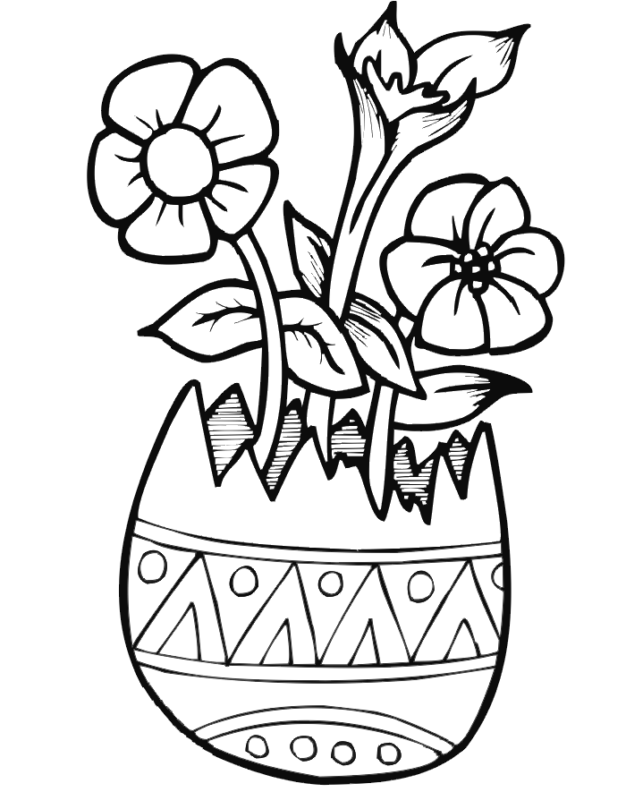 Easter Coloring Page: Flowers in Eggshell