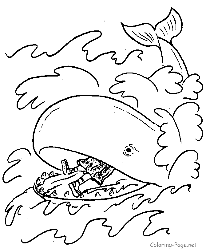 Bible Coloring Page - Color Jonah and Whale