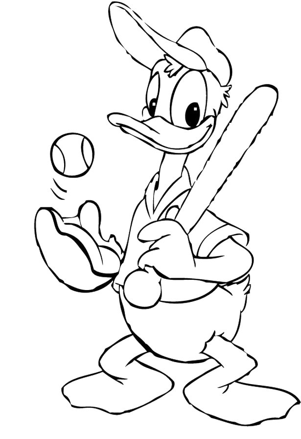 Donald Duck Was A Great Baseball Player Coloring Pages - Donald 