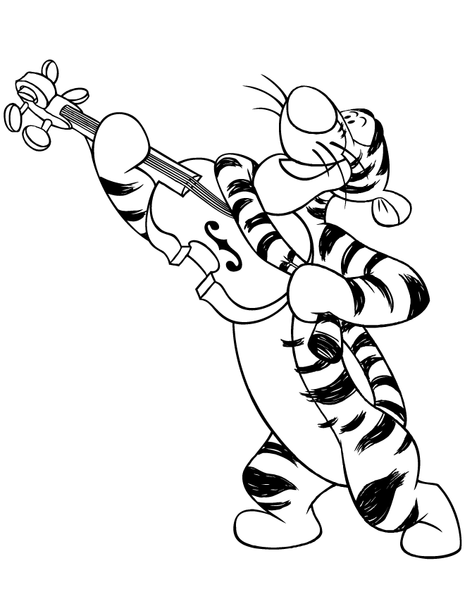 Tigger Playing Violin Coloring Page | H & M Coloring Pages