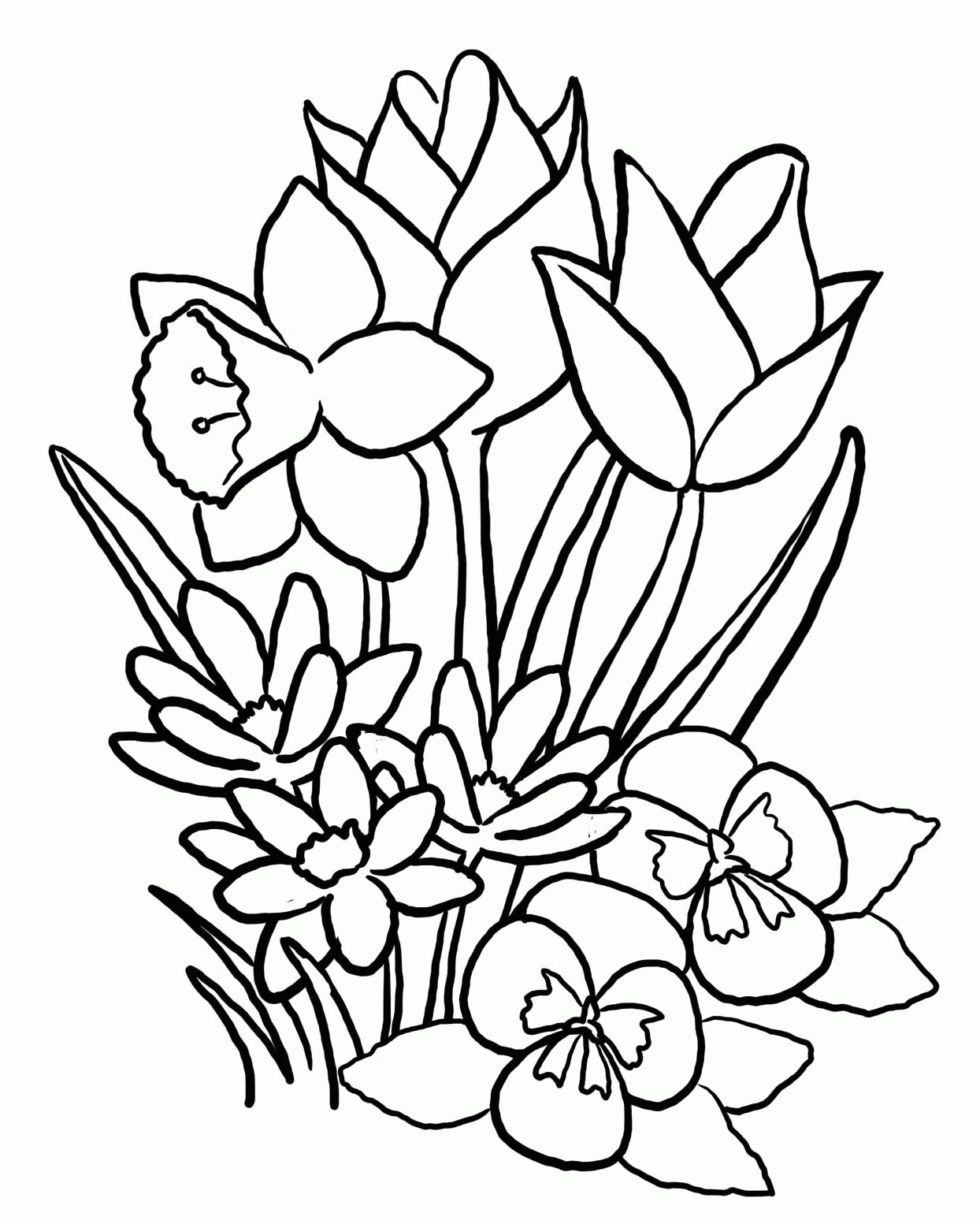 Spring Coloring Pages For Adults Free Printable Spring Flowers ...