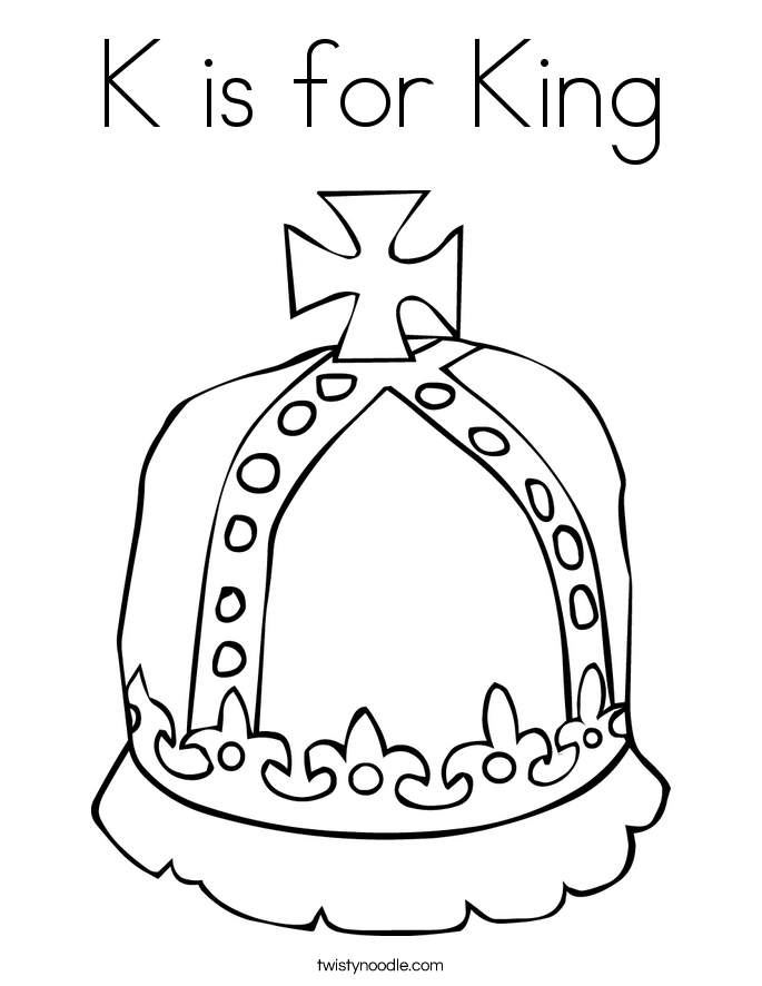 K is for King Coloring Page - Twisty Noodle