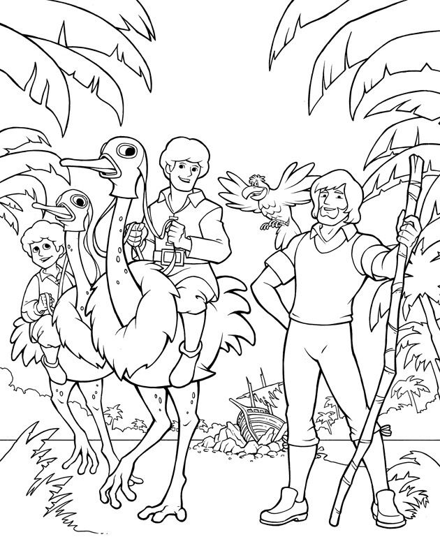 Swiss family robinson, Robinson crusoe and Coloring pages