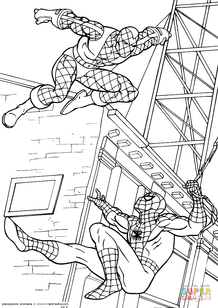 Spider-man and a villain coloring page | Free Printable Coloring Pages