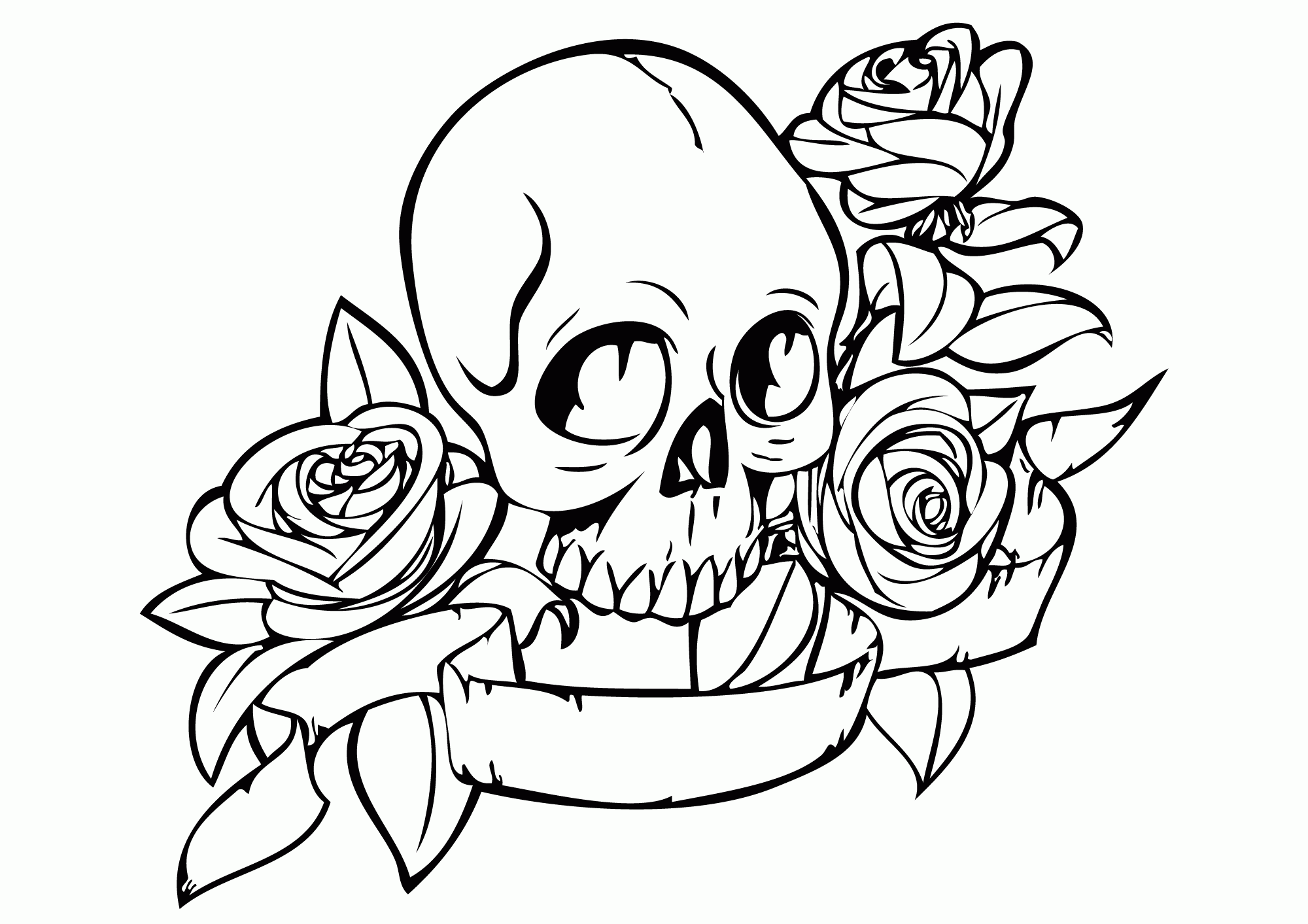 Skull Coloring Sheet - Coloring Pages for Kids and for Adults