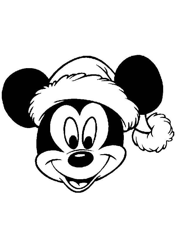 Santa Mickey Mouse Head Coloring Page
