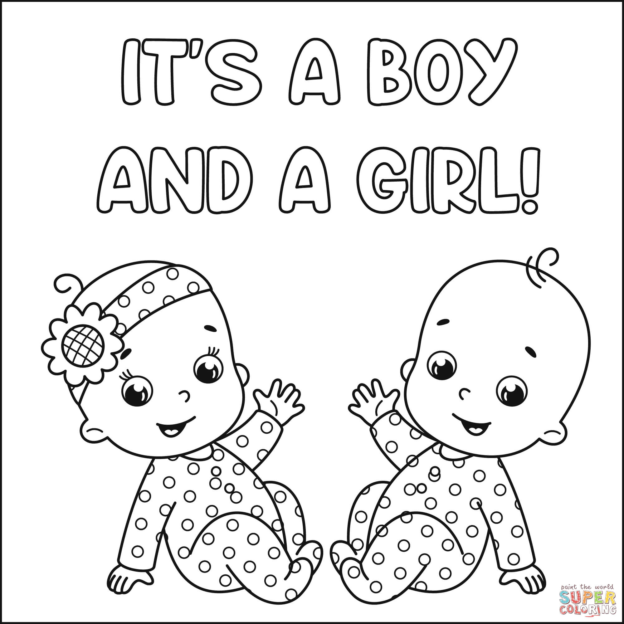 It's A Boy And A Girl Coloring Page   Free Printable Coloring ...