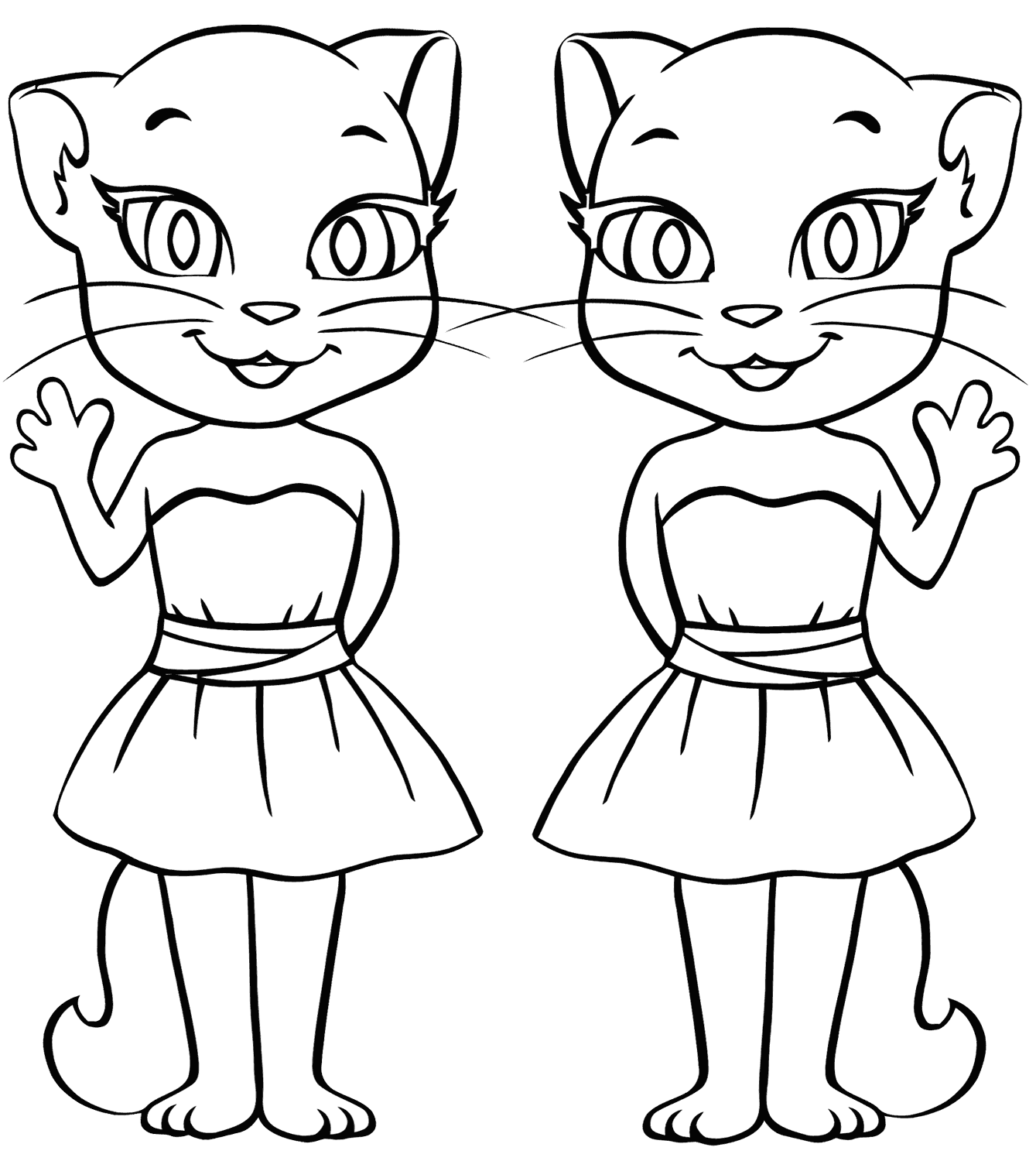 Two Talking Angela Coloring Page - Free Printable Coloring Pages for Kids