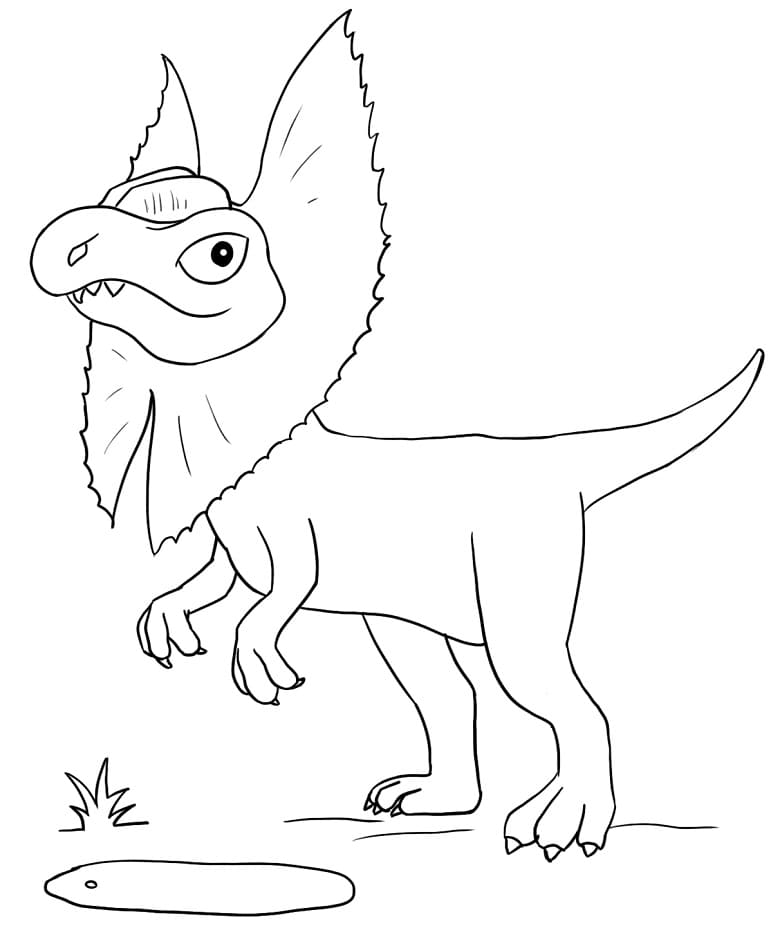 Cute Dilophosaurus Coloring Page - Free Printable Coloring Pages for Kids