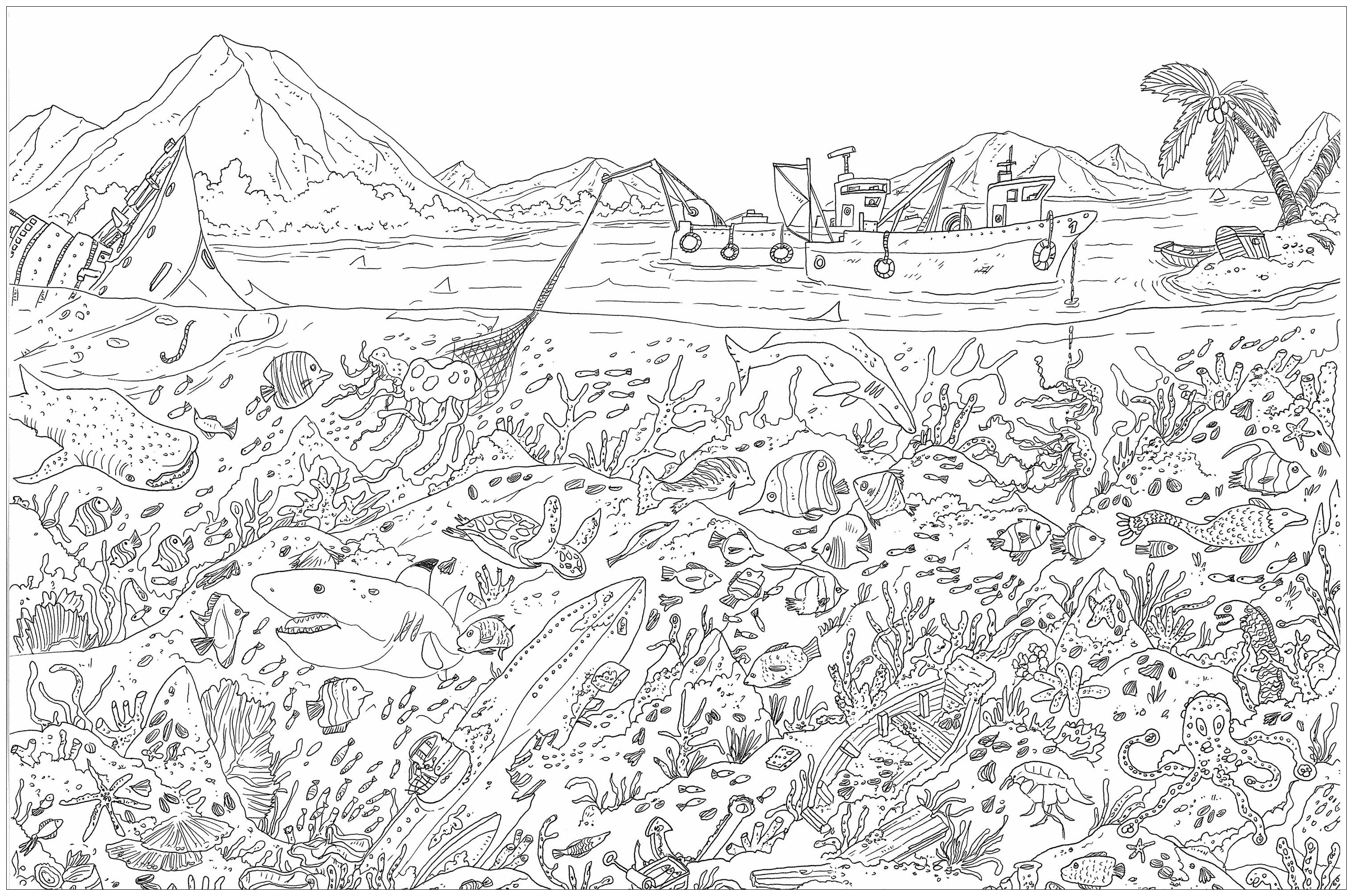 Complex sea floor - Water worlds Adult Coloring Pages