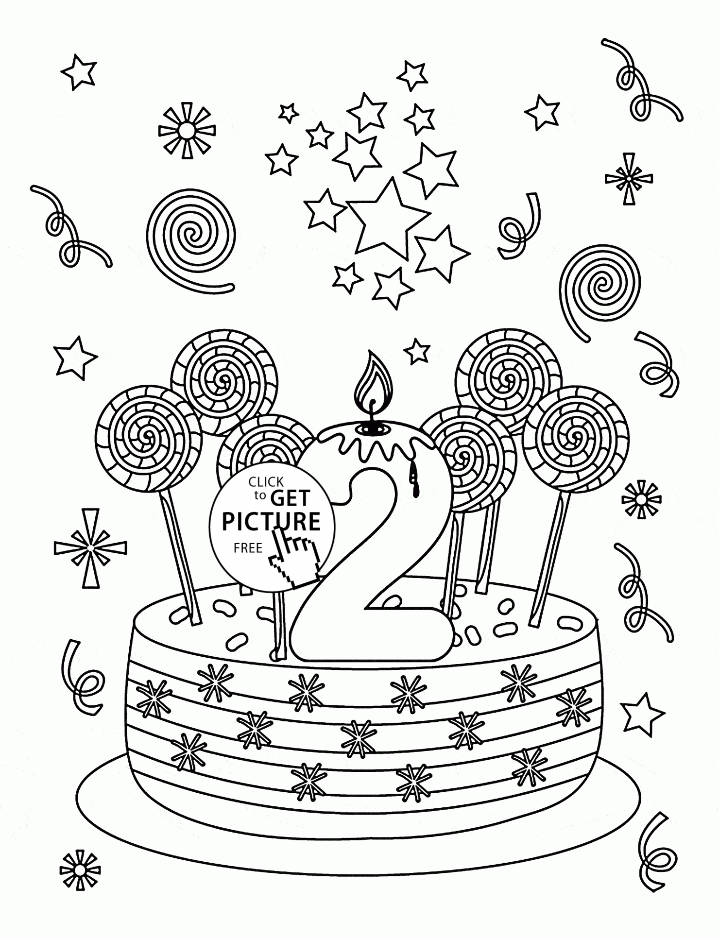 Happy 2nd Birthday coloring page for kids, holiday coloring pages ...