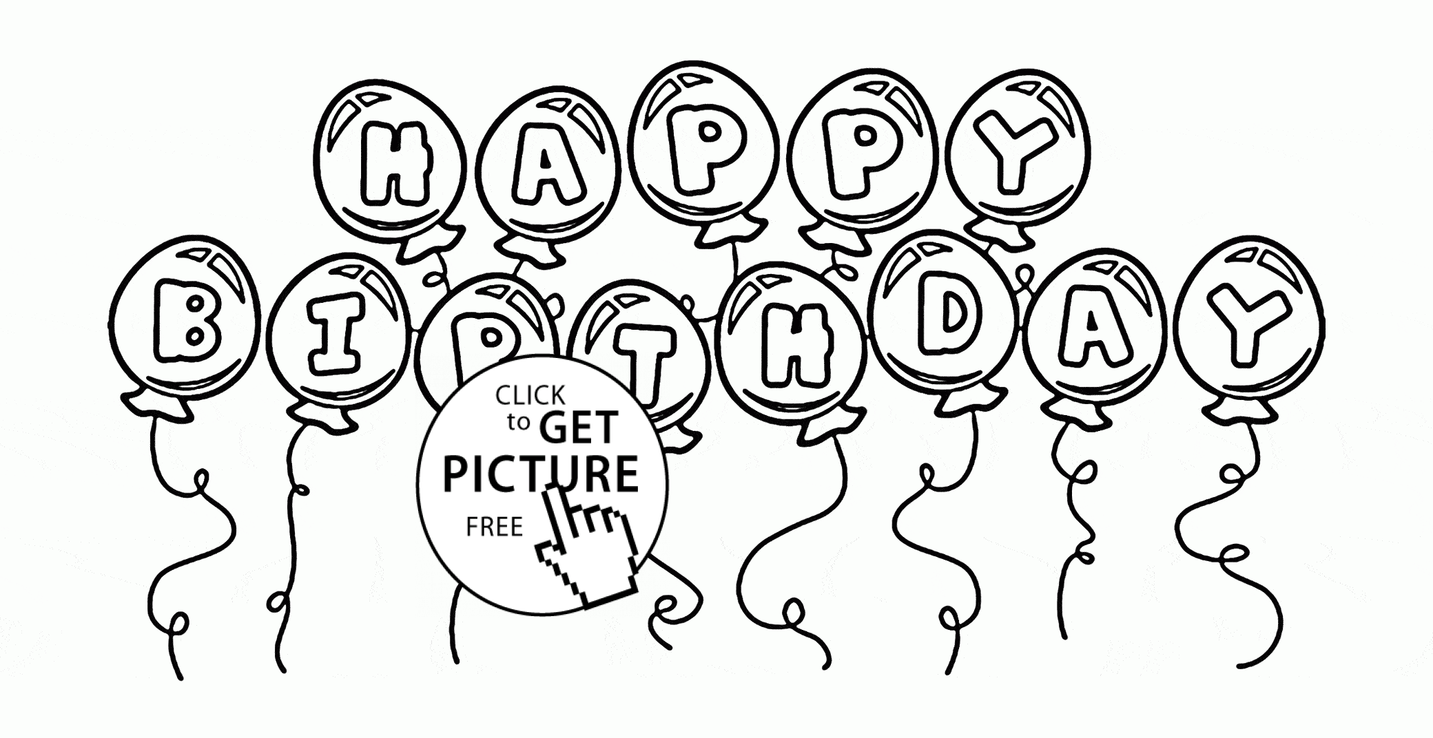 Bunch of Balloons Happy Birthday coloring page for kids, holiday ...