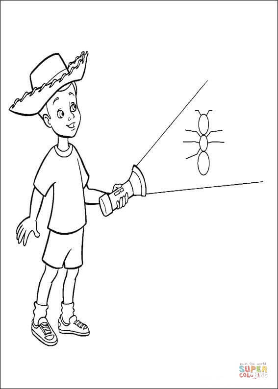Andy Is Holding A Lamp coloring page | Free Printable ...