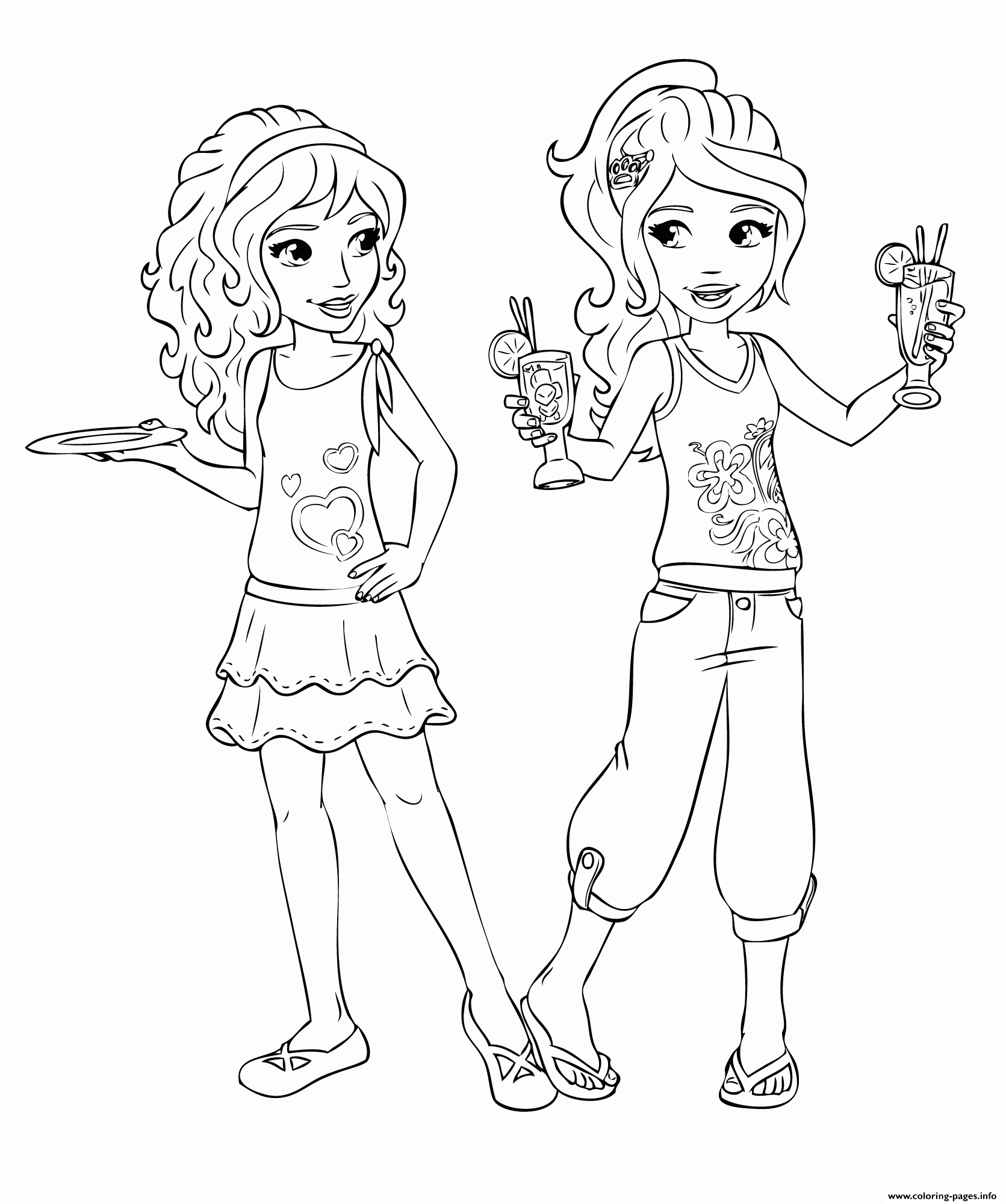 Lego Friends Mia Drinks Coloring Pages Printable