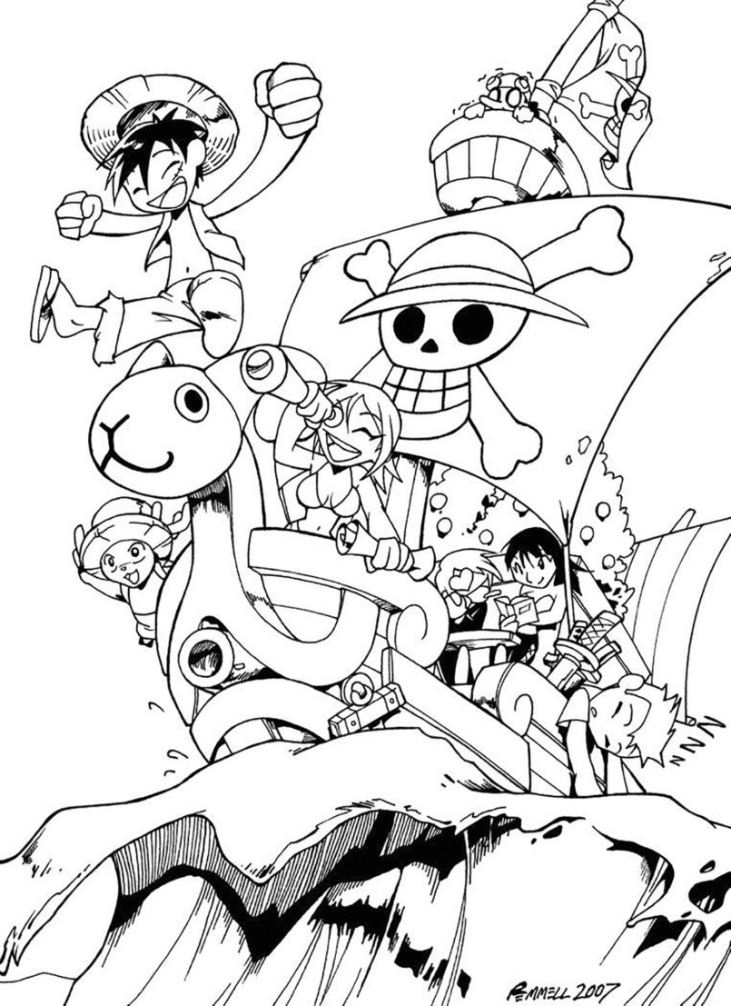 Coloring Pages : One Piece Free To Color For Kids Coloring ...