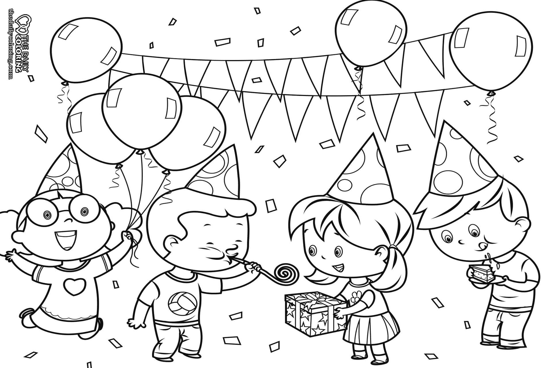 Party Coloring Page - The Daily Coloring