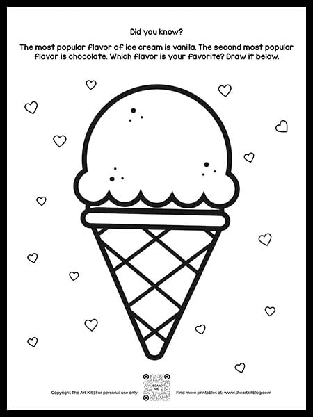 Cute! Ice Cream Coloring Page + Fun Fact! - The Art Kit