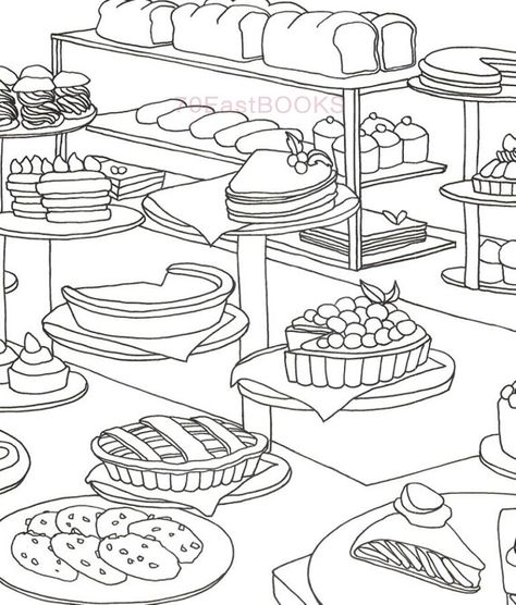 Only Bakery Coloring Book for adult - Food Cake Desert Cooking ...