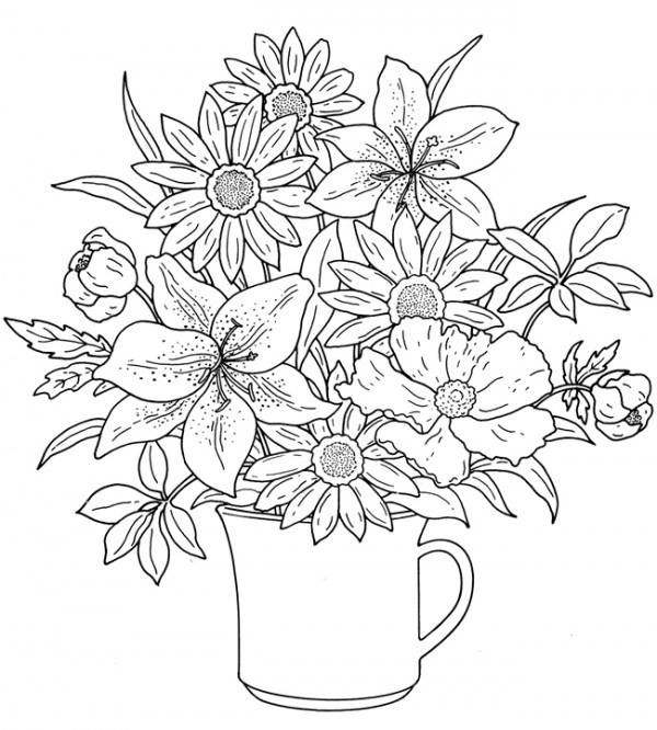 Pretty Flowers Coloring Pages - Coloring Home