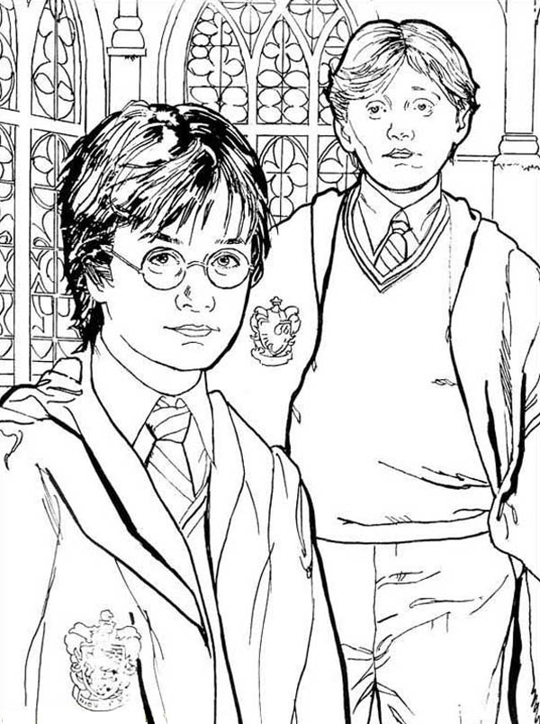 Harry Potter Ron And Hermione Coloring Pages - Coloring Home