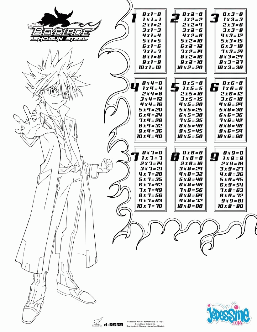SCHOOL coloring pages - Multiplication Table - Beyblade