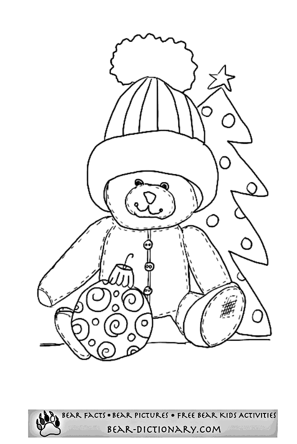 Christmas Bear Coloring Pages,Toby's Bear Christmas Coloring Sheet 