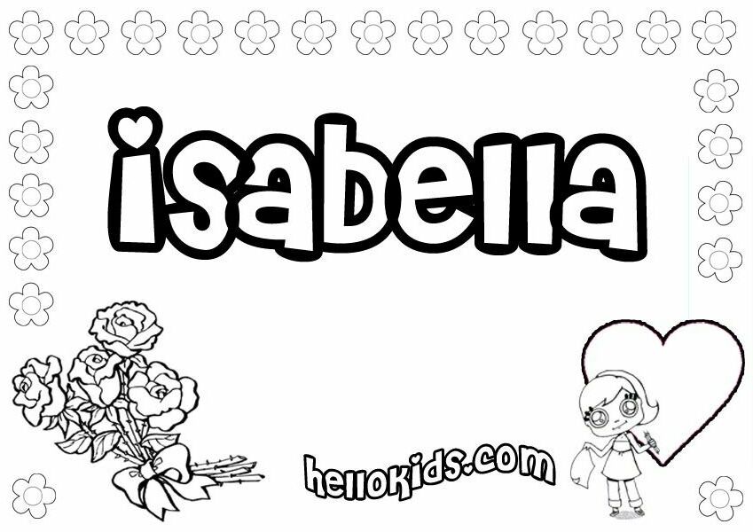 girls name coloring pages, Isabella girly name to color | Name coloring  pages, Coloring pages, Coloring pages for kids