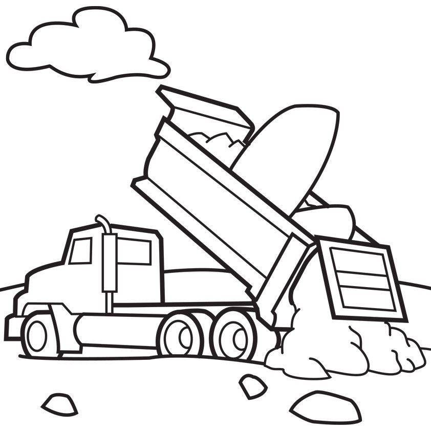 Dump Truck 1 Coloring Page - Free Printable Coloring Pages for Kids