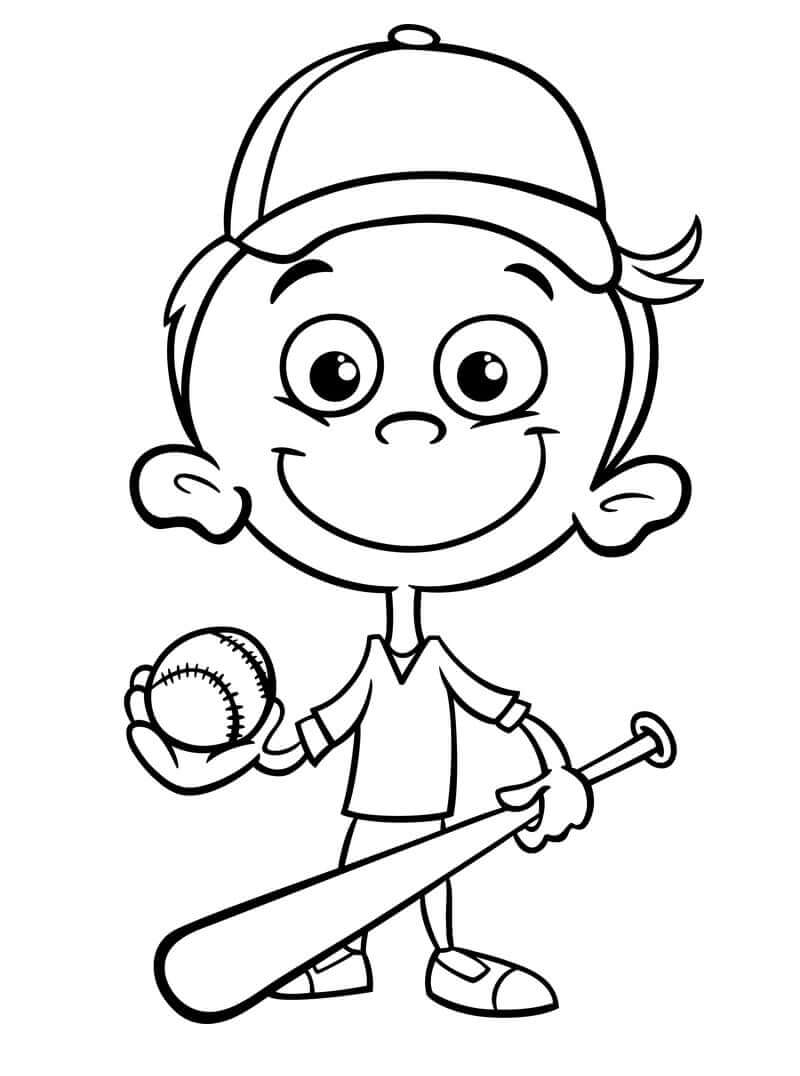 Little Baseball Player Coloring Page - Free Printable Coloring Pages for  Kids